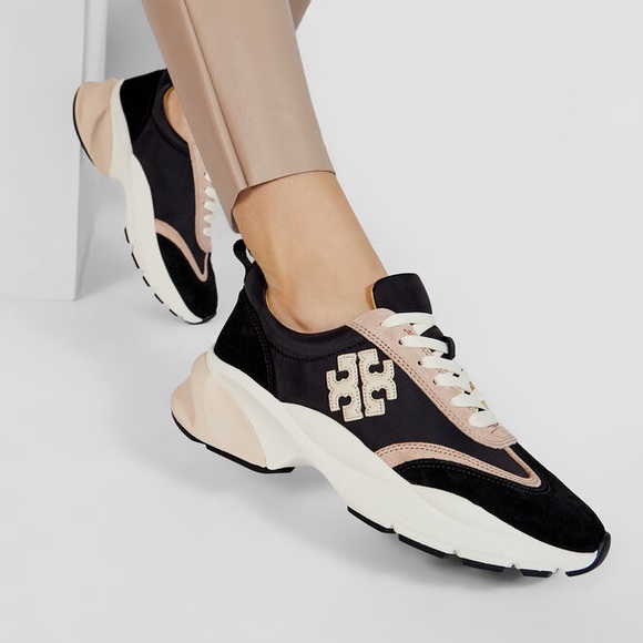 Tory Burch Good Luck Colorblock Shell Leather Suede Sneakers Tennis Shoes